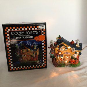 Vintage 1999 Spooky Hollow Shop of Horrors Ceramic Halloween Village House